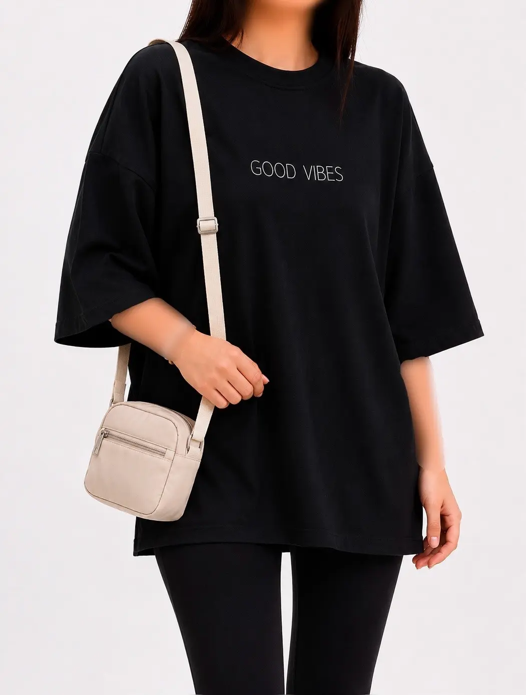 تیشرت لانگ باکسی GOOD VIBES